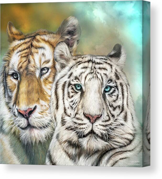 Carol Cavalaris Canvas Print featuring the mixed media Tiger Mates by Carol Cavalaris