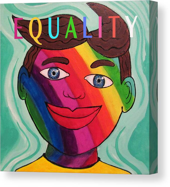 Rainbow Canvas Print featuring the painting Tillie for Equality by Patricia Arroyo