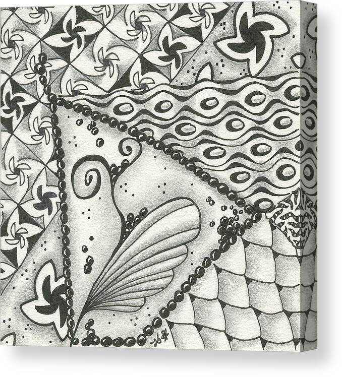 Zentangle Canvas Print featuring the drawing Time Marches On by Jan Steinle