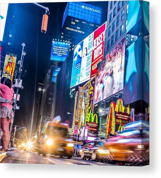 Taxi Canvas Print featuring the photograph #timessquare #nyc #yellowcab #taxi by Tango Films