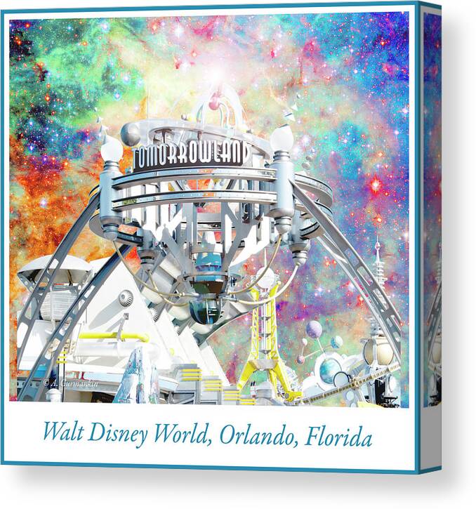 Hubble Canvas Print featuring the digital art Tomorrowland Entryway, Magic Kingdom, Walt Disney World by A Macarthur Gurmankin