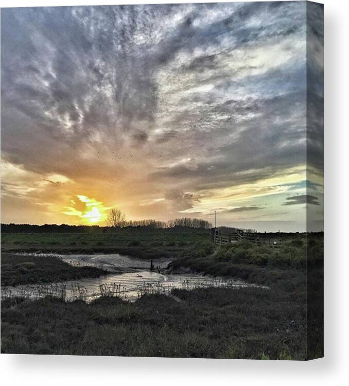 Natureonly Canvas Print featuring the photograph Tonight's Sunset From Thornham by John Edwards