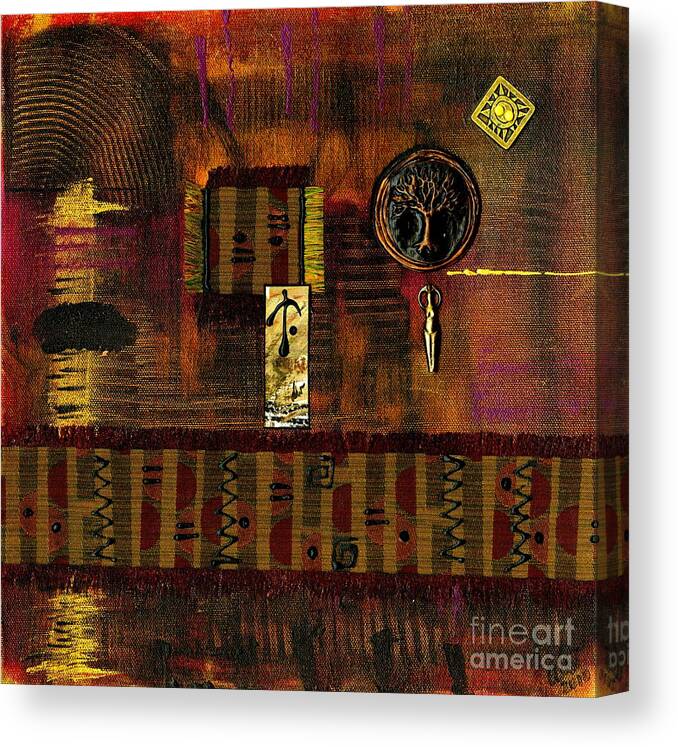 Abstract Canvas Print featuring the mixed media Tree of Life by Angela L Walker