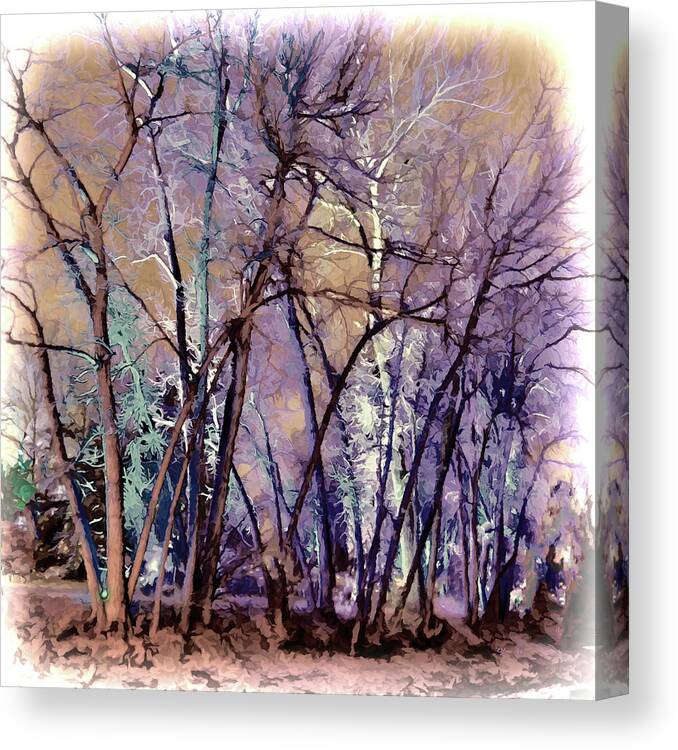 Abstract Trees Canvas Print featuring the digital art Trees are Poems That the Earth Writes Upon the Sky by O Lena