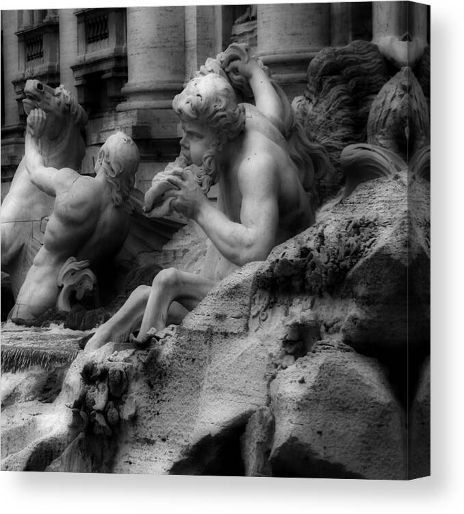 Trevi Fountain Canvas Print featuring the photograph Trevi Fountain Detail 2 by Andrew Fare
