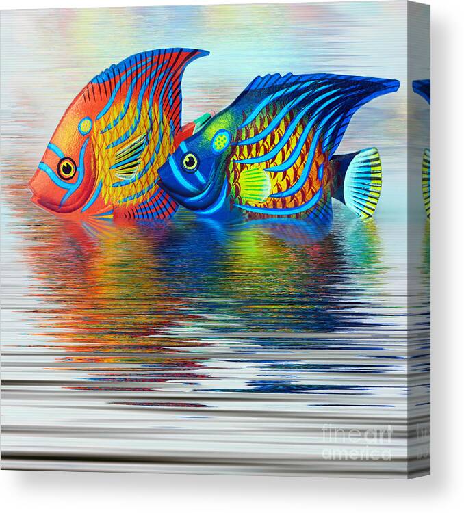 Tropical Fish Reflecting Canvas Print featuring the photograph Tropical Fish Reflecting by Kaye Menner by Kaye Menner