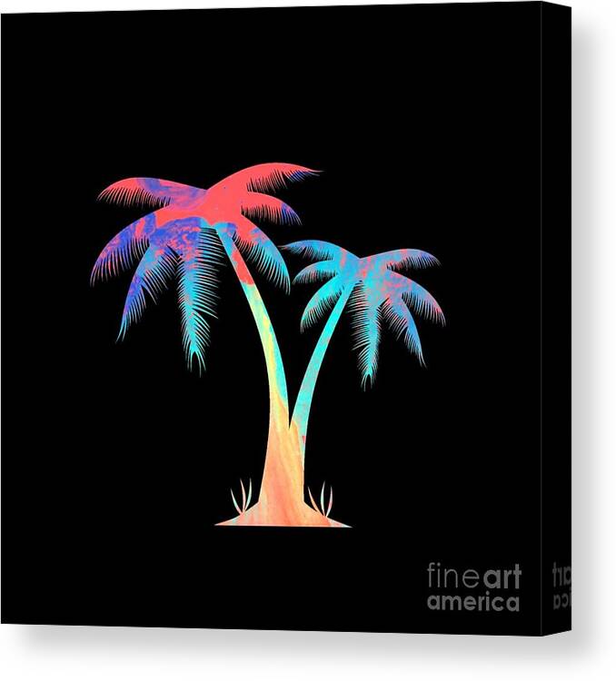 Palm Canvas Print featuring the digital art Tropical Palm Trees by Rachel Hannah