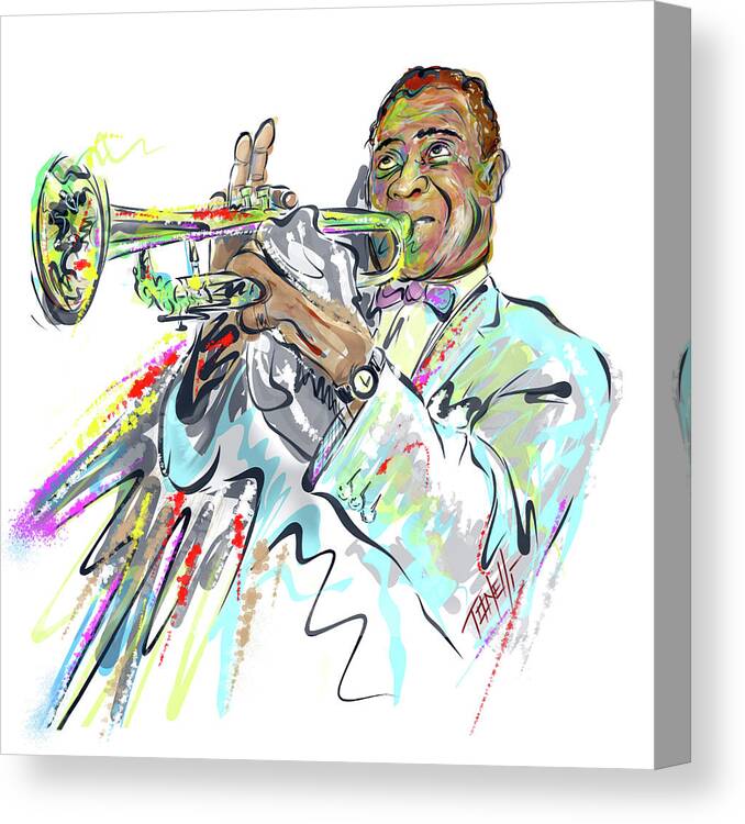 The New Yorker. Satchmo Canvas Print featuring the mixed media Louis Armstrong by Mark Tonelli