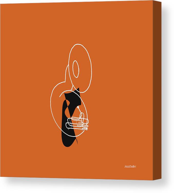 Tuba Lessons Canvas Print featuring the digital art Tuba in Orange by David Bridburg