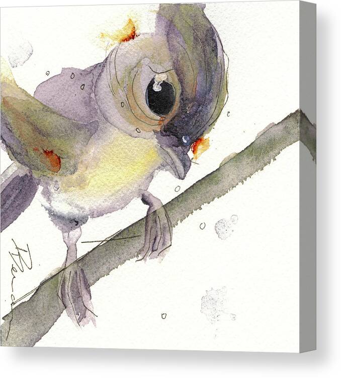 Tufted Titmouse Canvas Print featuring the painting Tufted Titmouse by Dawn Derman