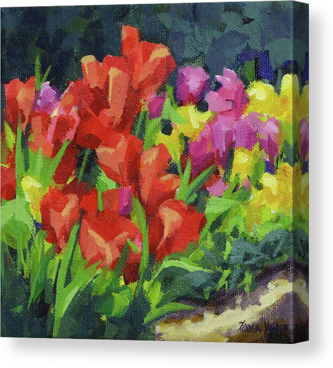 Tulips Canvas Print featuring the painting Tulip Time by Karen Ilari