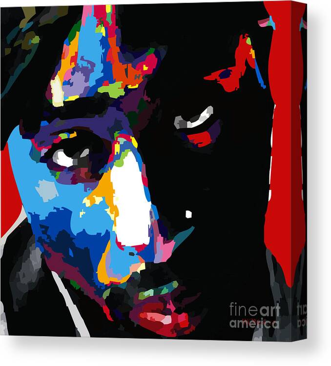 Portraits Canvas Print featuring the digital art Tupac Shakur by Walter Neal