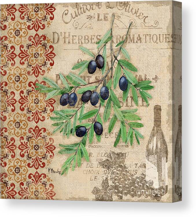 Tuscan Canvas Print featuring the painting Tuscan Black Olives by Paul Brent