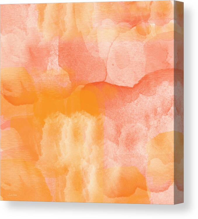 Orange Canvas Print featuring the painting Tuscan Rose- Abstract Watercolor by Linda Woods