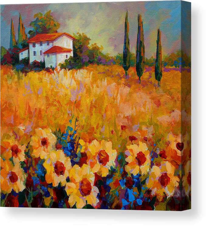 Tuscany Canvas Print featuring the painting Tuscany Sunflowers by Marion Rose
