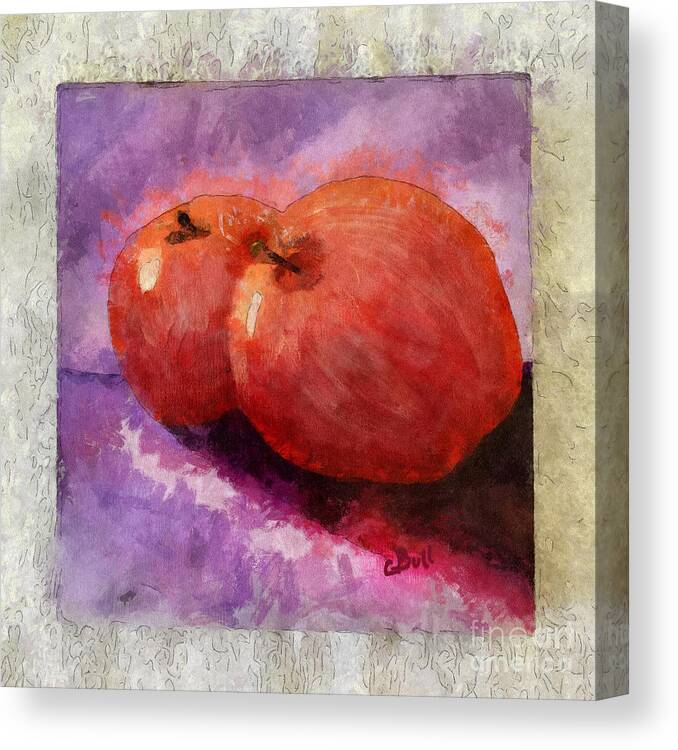 Apples Canvas Print featuring the photograph Two Apples Framed by Claire Bull