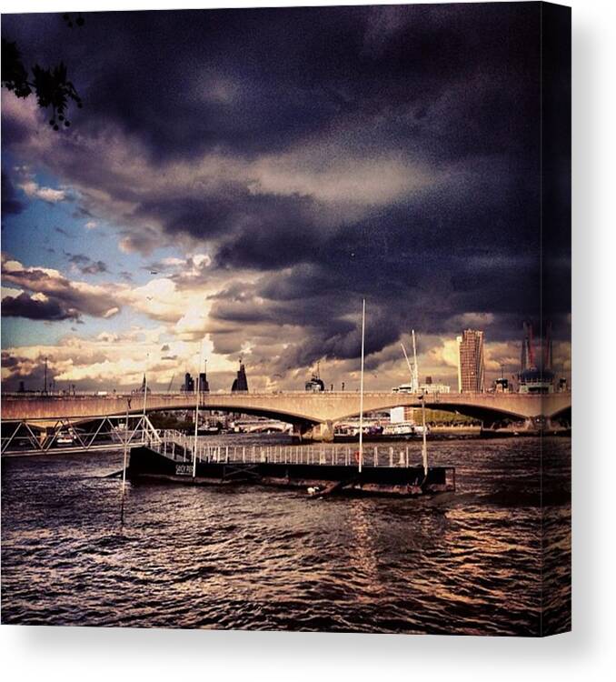 London Canvas Print featuring the photograph Two Types Of #weather On The #thames by Louise McAulay