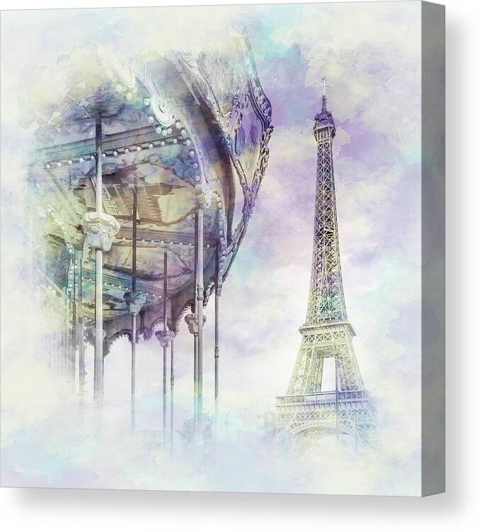Paris Canvas Print featuring the photograph Typical Paris - watercolor by Melanie Viola