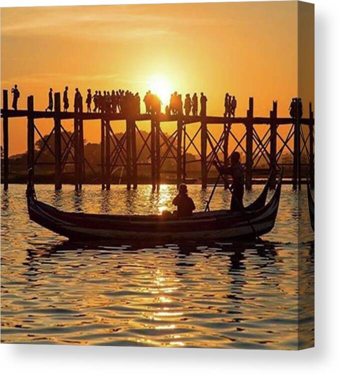 Photooftheday Canvas Print featuring the photograph U-bein Bridge In Myanmar Asia by Worldfotoart Masselink