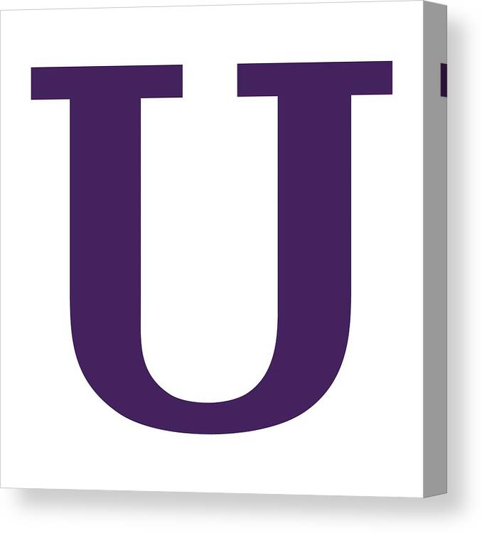 U Canvas Print featuring the digital art U in Purple Typewriter Style by Custom Home Fashions