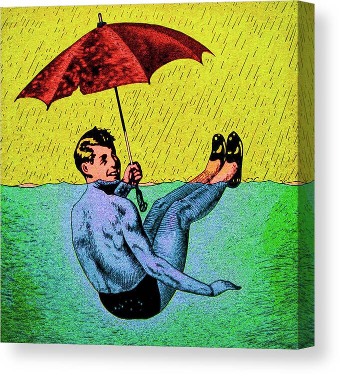  Canvas Print featuring the painting Umbrella Man 3 by Steve Fields
