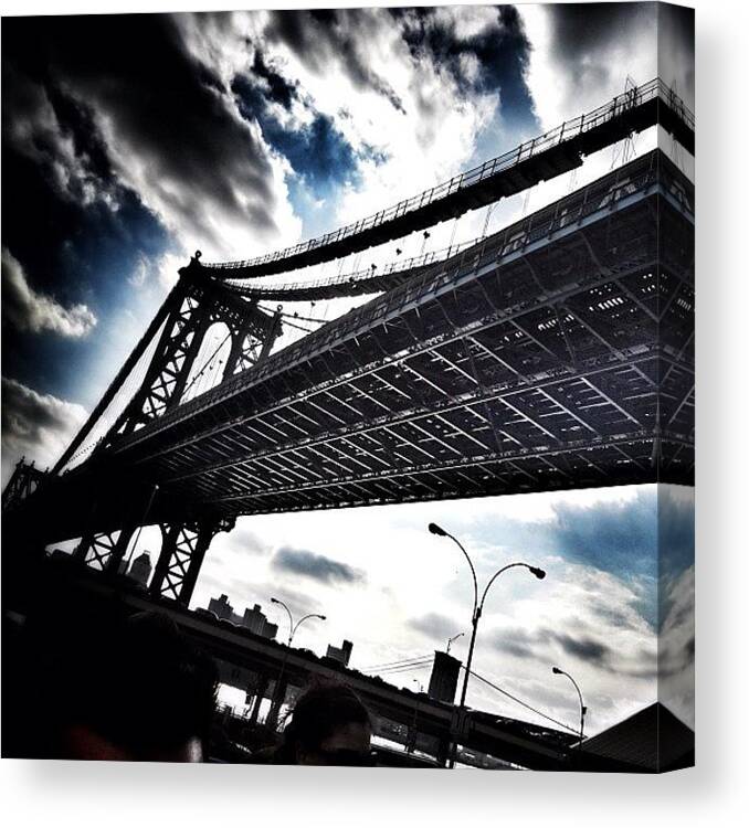 Manhattan Bridge Canvas Print featuring the photograph Under The Bridge by Christopher Leon