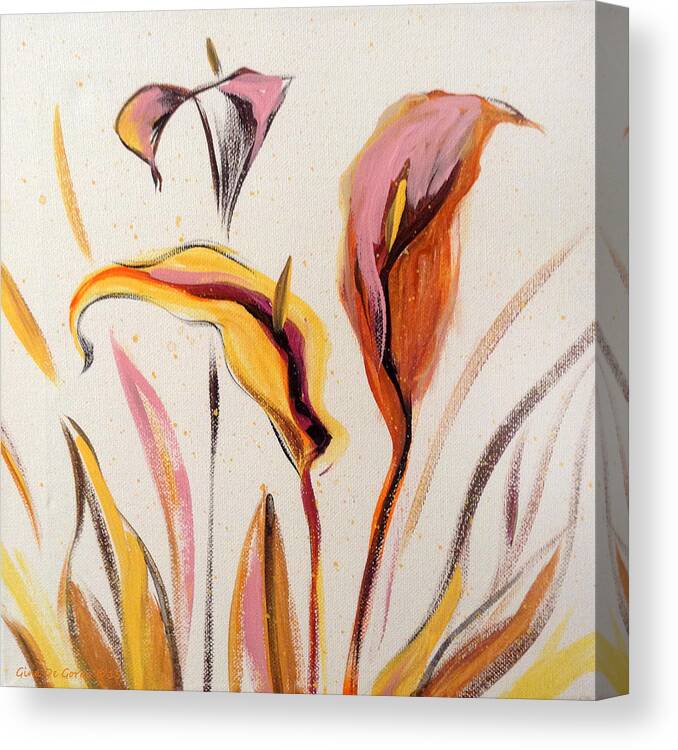 Flower Canvas Print featuring the painting Up - Abstract Flower Painting by Gina De Gorna