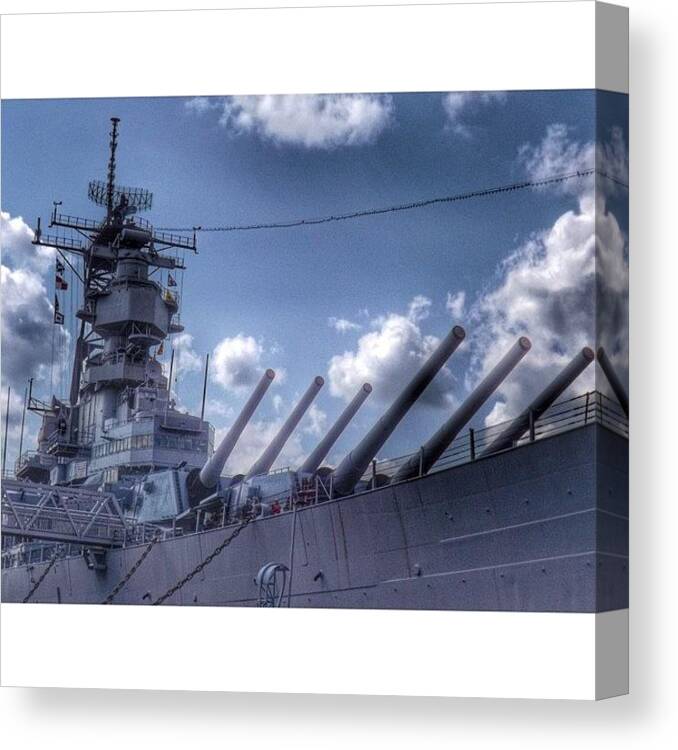 Usswisconsin Canvas Print featuring the photograph #usswisconsin #battleship #norfolk by Pete Michaud