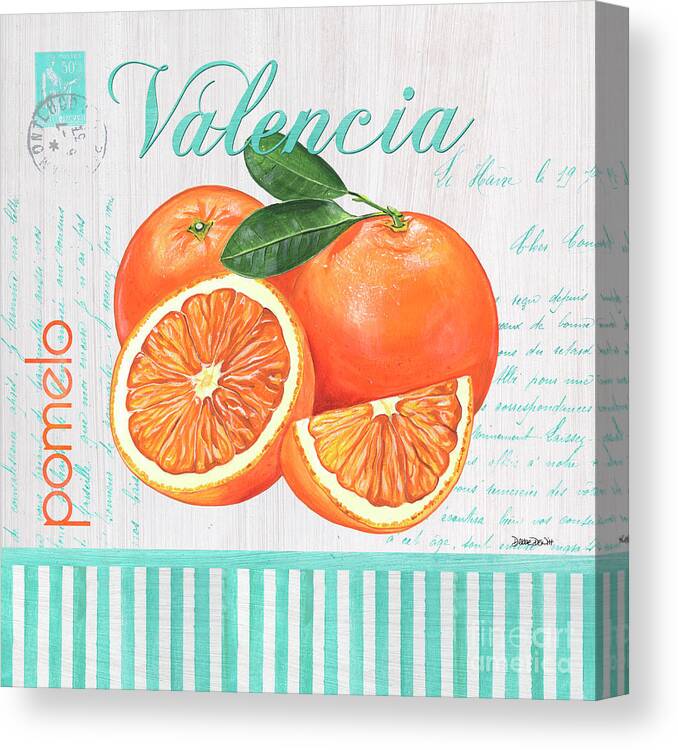 Orange Canvas Print featuring the painting Valencia 1 by Debbie DeWitt
