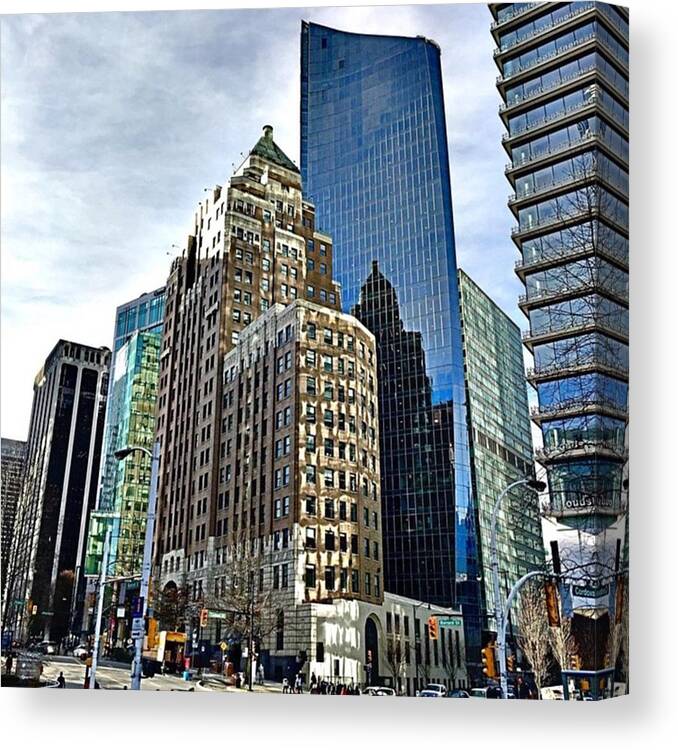 City Canvas Print featuring the photograph #vancouver #vancity #downtown #city by Evgeny Demin