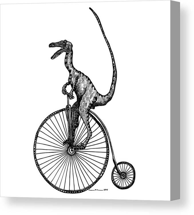 Drawing Canvas Print featuring the drawing VELOciraptor by Karl Addison