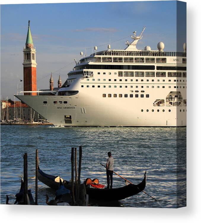 Venice Canvas Print featuring the photograph Venice Cruise Ship 2 by Andrew Fare