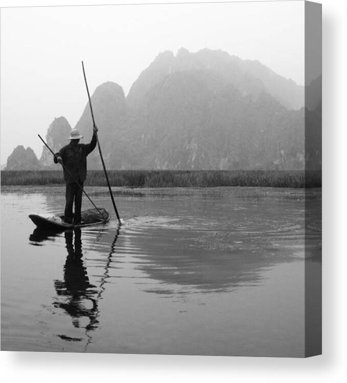 Ninhbinh Canvas Print featuring the photograph Vietnam Fishing
#vietnam by Paul Dal Sasso