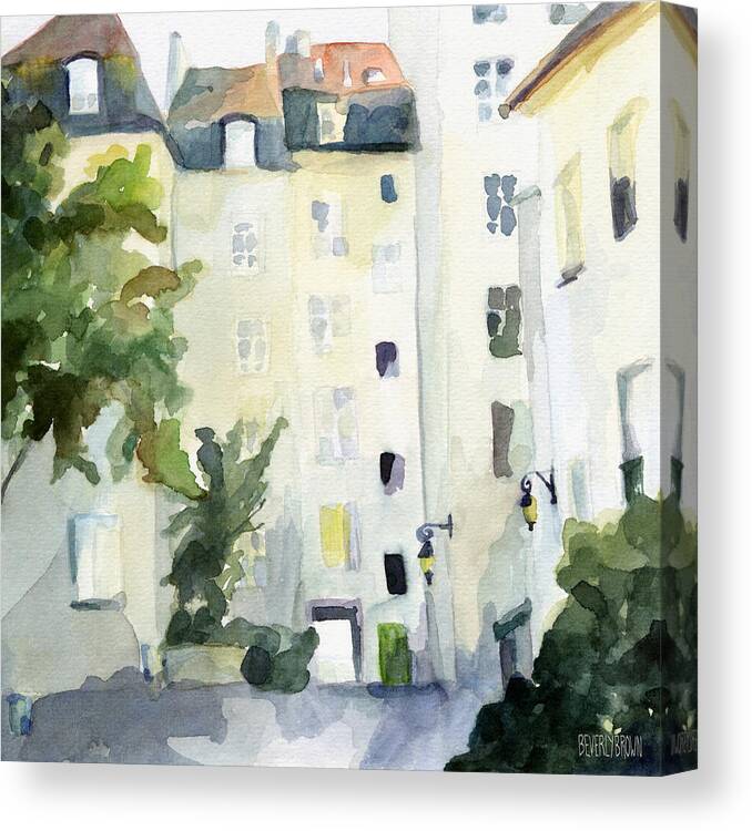 Paris Canvas Print featuring the painting Village Saint Paul Watercolor Painting of Paris by Beverly Brown