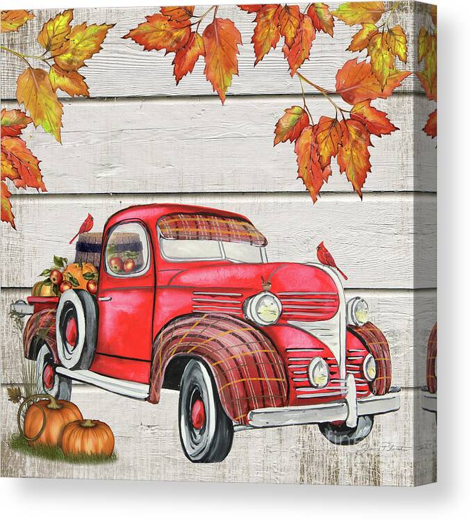 Vintage Canvas Print featuring the painting Vintage Fall Truck-B by Jean Plout
