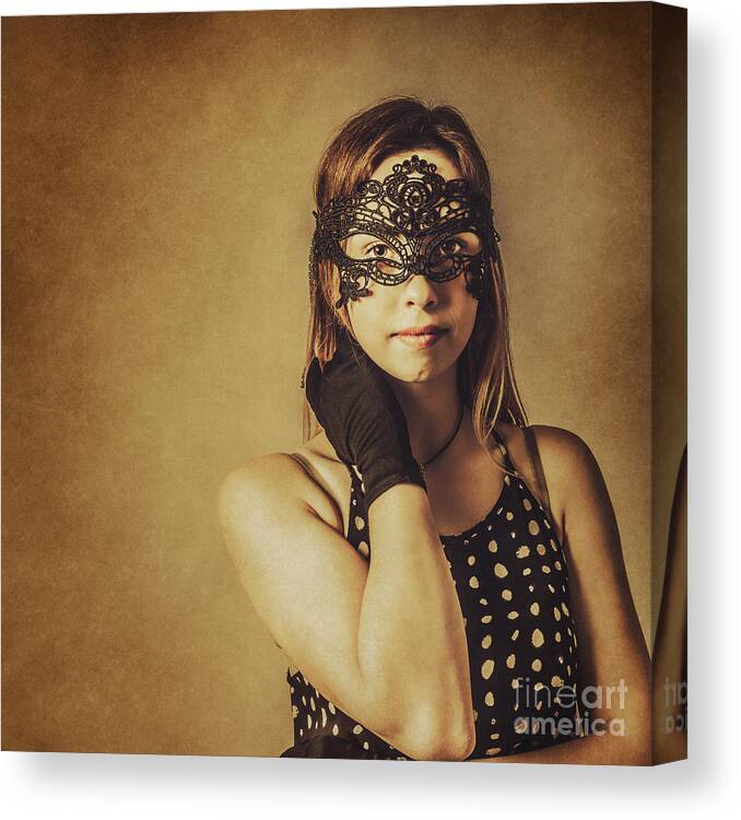Party Canvas Print featuring the photograph Vintage theatre show girl by Jorgo Photography