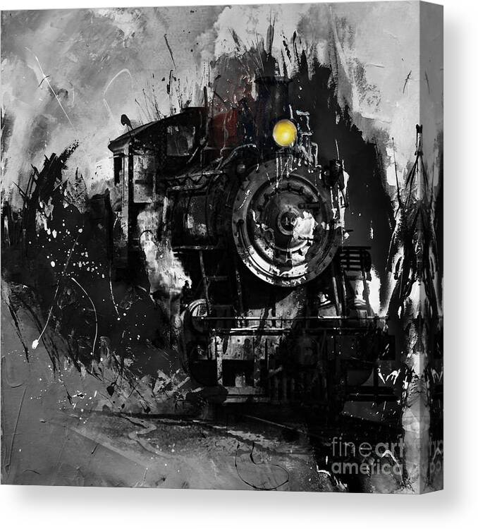 Automotive Canvas Print featuring the painting Vintage Train 03 by Gull G