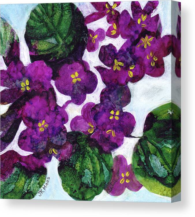 Purple African Violets Canvas Print featuring the mixed media Violets by Julie Maas