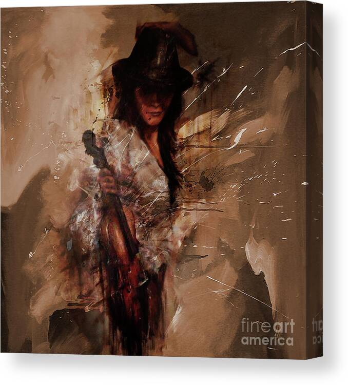 Violin Canvas Print featuring the painting Violin Lady by Gull G