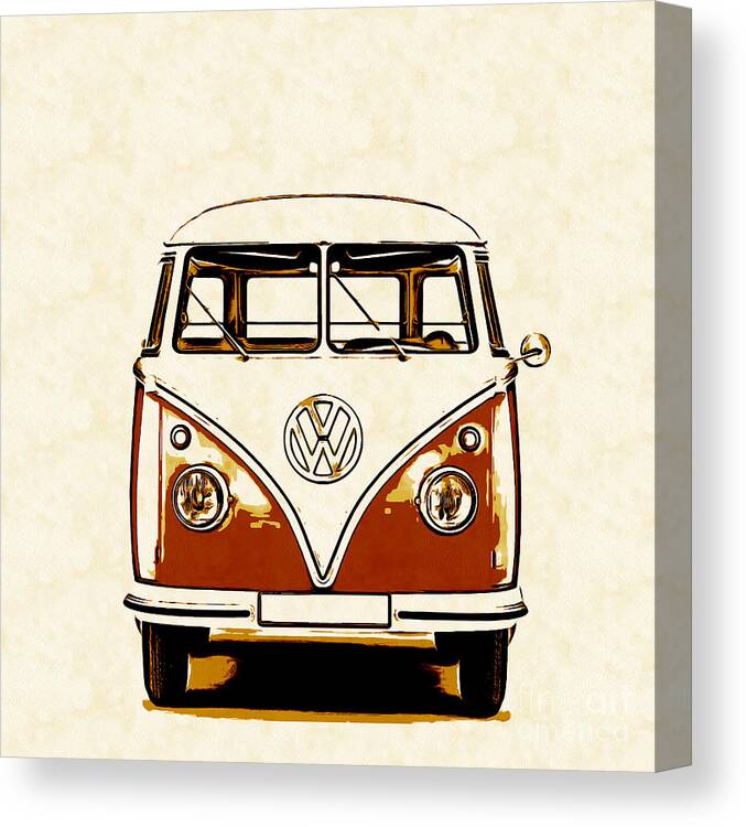 Vw Canvas Print featuring the painting VW Van Graphic Artwork Orange by Edward Fielding