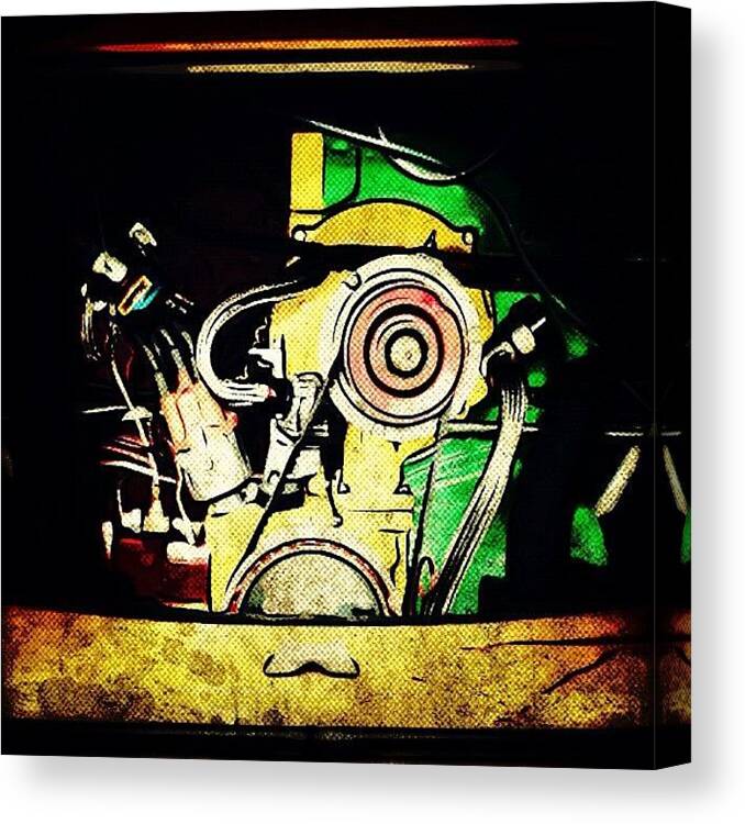 Engine Canvas Print featuring the photograph #vw #volkswagen #multicolor #engine by Exit Fifty-Seven
