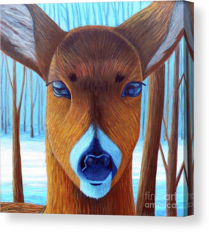 Deer Canvas Print featuring the painting Wait For The Magic by Brian Commerford