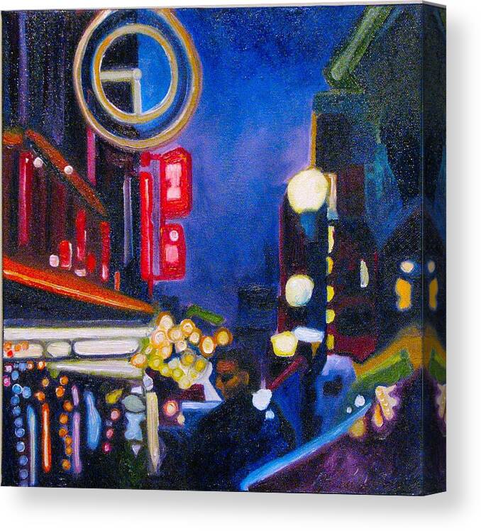 Night Scene Canvas Print featuring the painting Wandering at Dusk by Patricia Arroyo