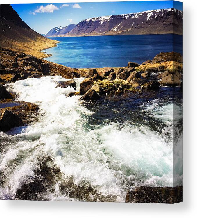 Iceland Canvas Print featuring the photograph Water in Iceland - beautiful West Fjords by Matthias Hauser