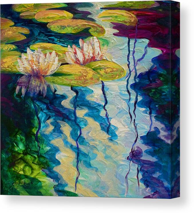 Water Lily Canvas Print featuring the painting Water Lilies I by Marion Rose