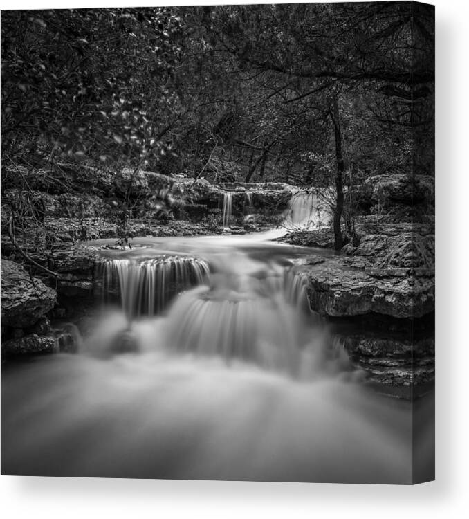 Waterfall Canvas Print featuring the photograph Waterfall in Austin Texas - Square by Todd Aaron