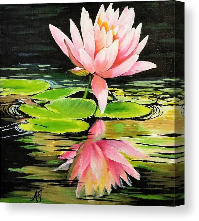Waterlily Canvas Print featuring the painting Waterlily by Anne Gardner