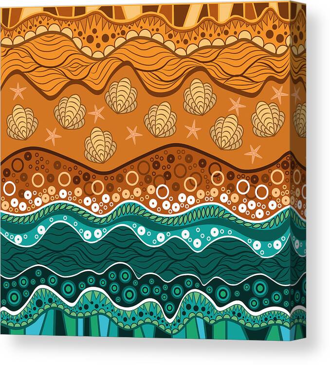 Water Canvas Print featuring the digital art Waves by Veronika S