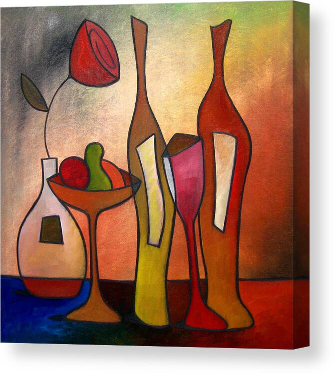 Pop Art Canvas Print featuring the painting We Can Share - Abstract Wine Art by Fidostudio by Tom Fedro