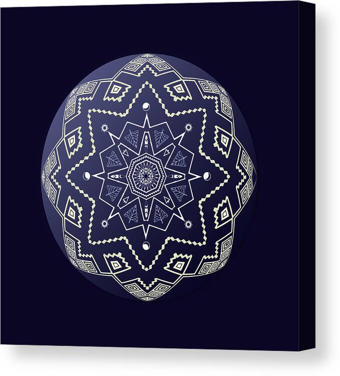 Abstract Canvas Print featuring the digital art Wedgewood Sphere Mandala by Deborah Smith